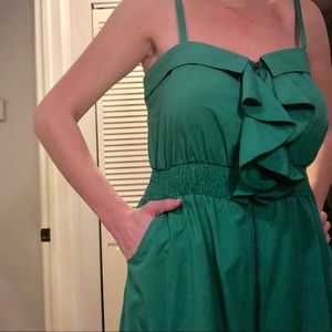 Green AKIRA Dress w/ Exposed Zipper & Pockets (L)